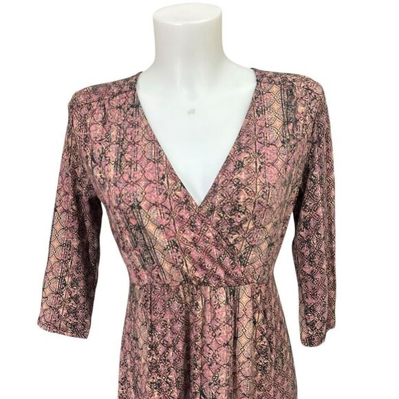 Peruvian Connection Margaux V Neck Knee Length Dress Aztek Ikat Sz Small - Picture 2 of 7